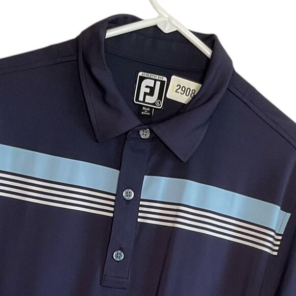 FootJoy Shirt Mens Size Large Golf Polo Navy Night Blue Short Sleeve Performance - Picture 1 of 9